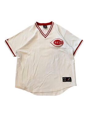 Johnny Bench Cincinnati Reds Majestic Cooperstown Jersey Mens XL FLAWS